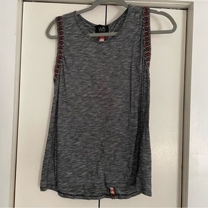 W5 Grey Melange Tank Top with Coral Details Size Large